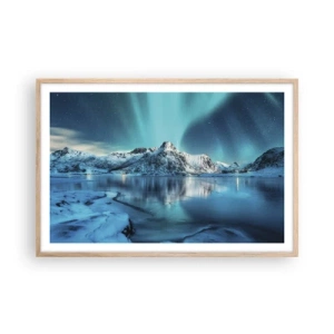 Plagát v ráme zo svetlého duba - Noc plná svetla - 91x61 cm