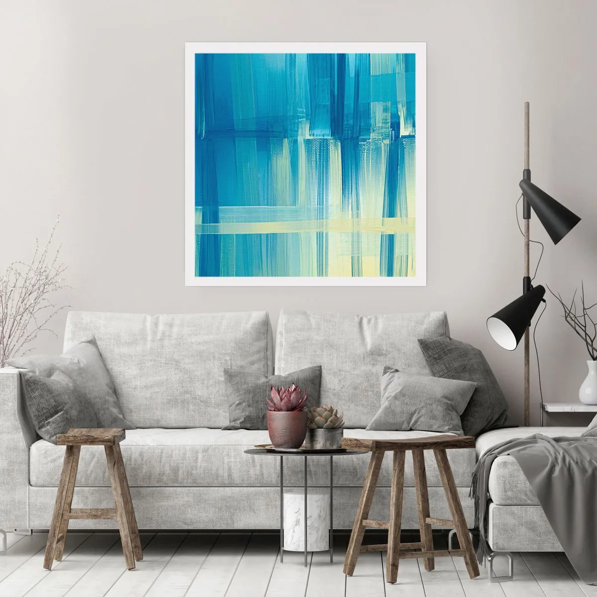 Plagát - Kompozícia v tyrkyse - 50x50 cm