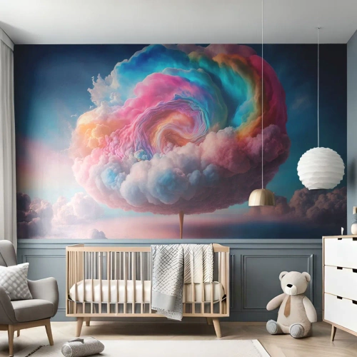Fototapeta Standard Eco - Farebný vírivý oblak na oblohe - 100x70cm - Sen o zábavnom parku - Moderná nástenná dekorácia do obývacej izby a spálne ARTTOR