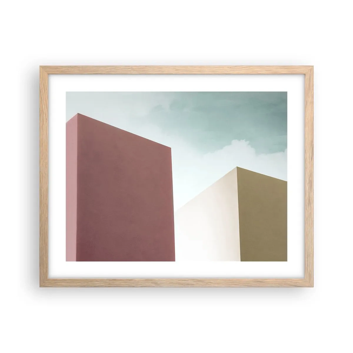 Plagát v ráme zo svetlého duba - Geometria slnečného leta - 50x40 cm