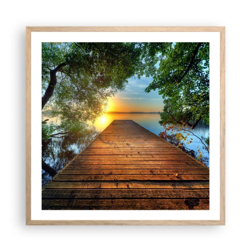 Plagát v ráme zo svetlého duba - Neponáhľaj sa, posaď sa - 60x60 cm