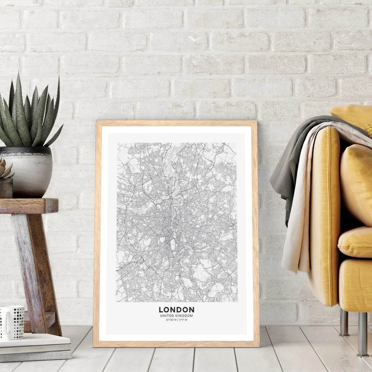 Plagát v ráme zo svetlého duba - Mapa londýnskeho labyrintu - 61x91 cm