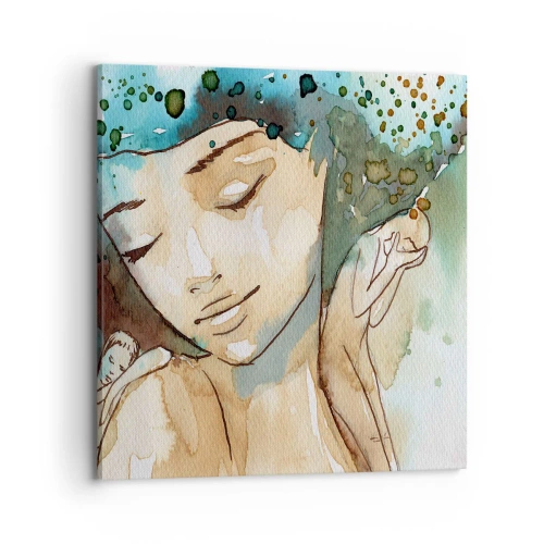 Obraz na plátne - Lady in blue - 70x70 cm