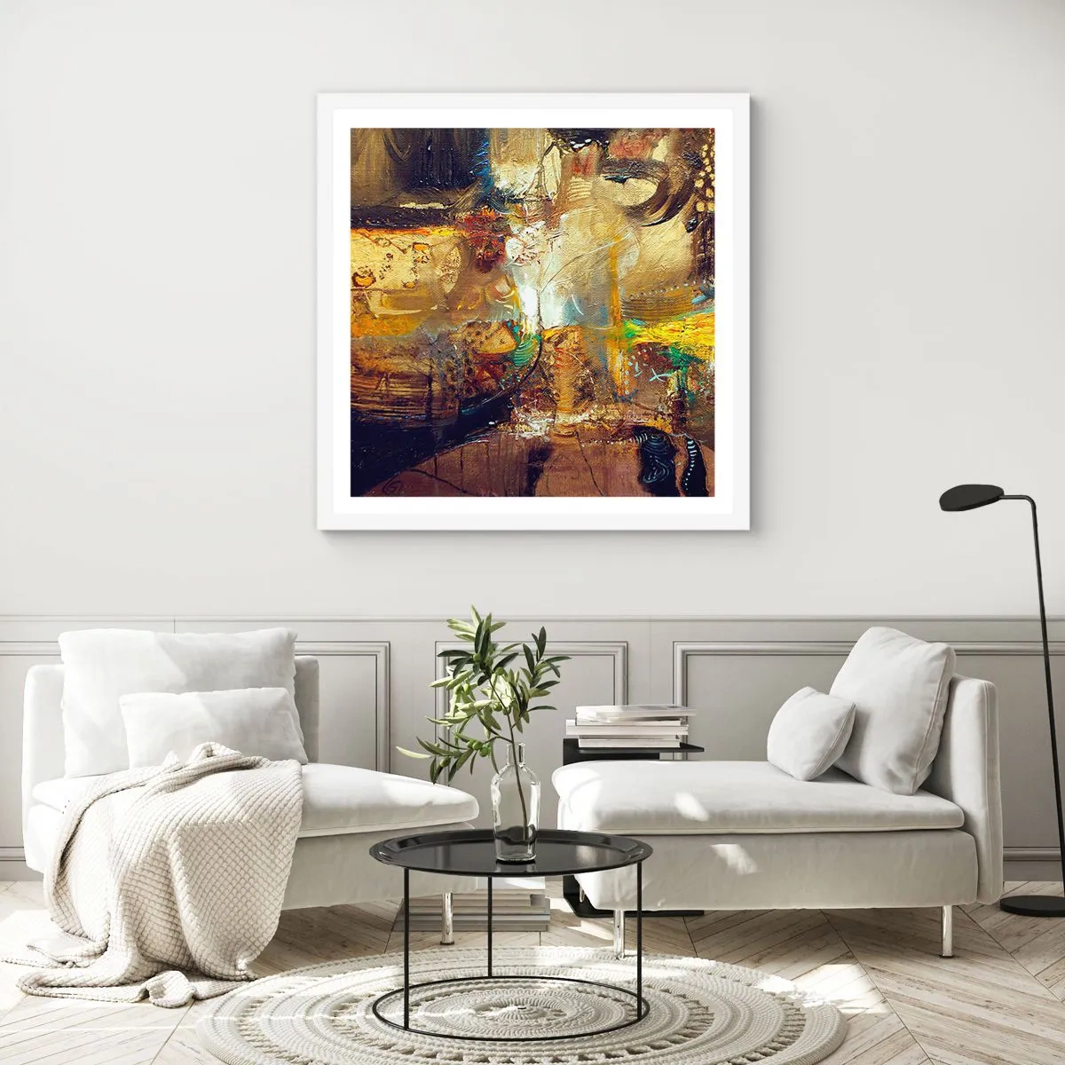 Plagát v bielom ráme - Zima, teplejšie, horúco - 40x40 cm