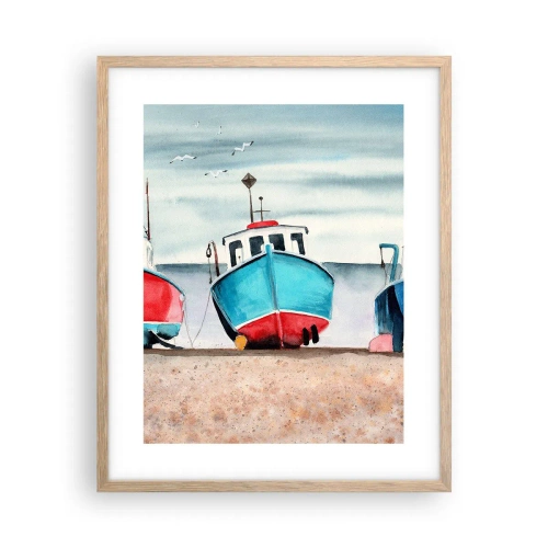 Plagát v ráme zo svetlého duba - Pripravené na úlovok - 40x50 cm