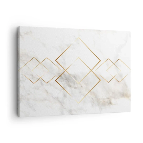 Obraz na plátne - Minimalistické zlaté kosoštvorce na mramorovom pozadí - 70x50cm - Pohľad na nekonečno - Moderná nástenná dekorácia do obývacej izby a spálne ARTTOR