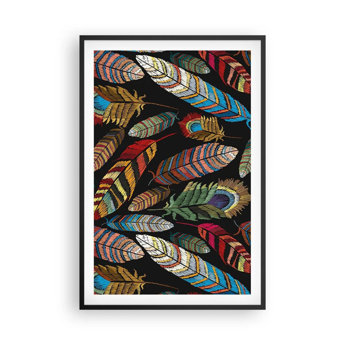 Plagát v čiernom ráme - Vtáčí karneval - 61x91 cm