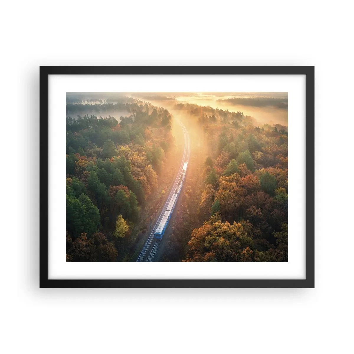 Plagát v čiernom ráme - Jesenná cesta - 50x40 cm