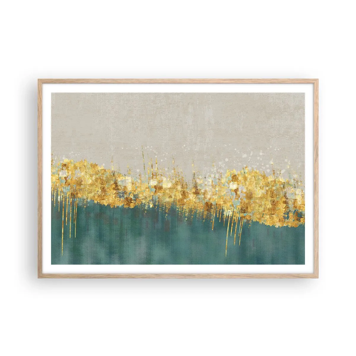 Plagát v ráme zo svetlého duba - Zlatá hranica - 100x70 cm