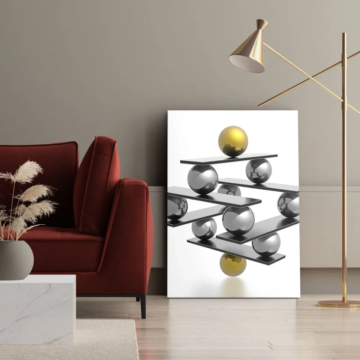 Obraz na plátne - Zlato-strieborná rovnováha - 45x80 cm