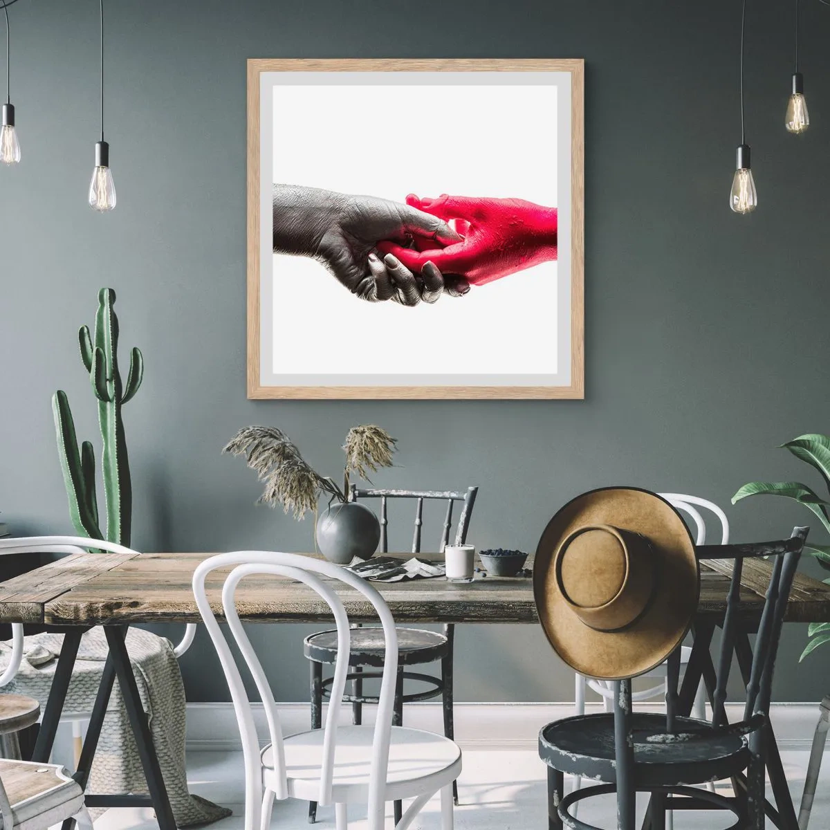 Plagát v ráme zo svetlého duba - Spolu aj keď sme odlišní - 60x60 cm