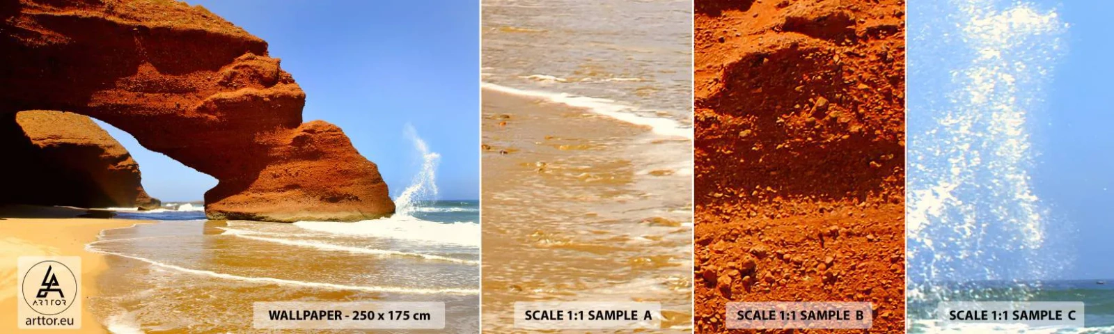 Vzorka Fototapeta Standard Eco - Voda a vietor po tisíce rokov - Krajina, Maroko, oceán - 100x30 cm