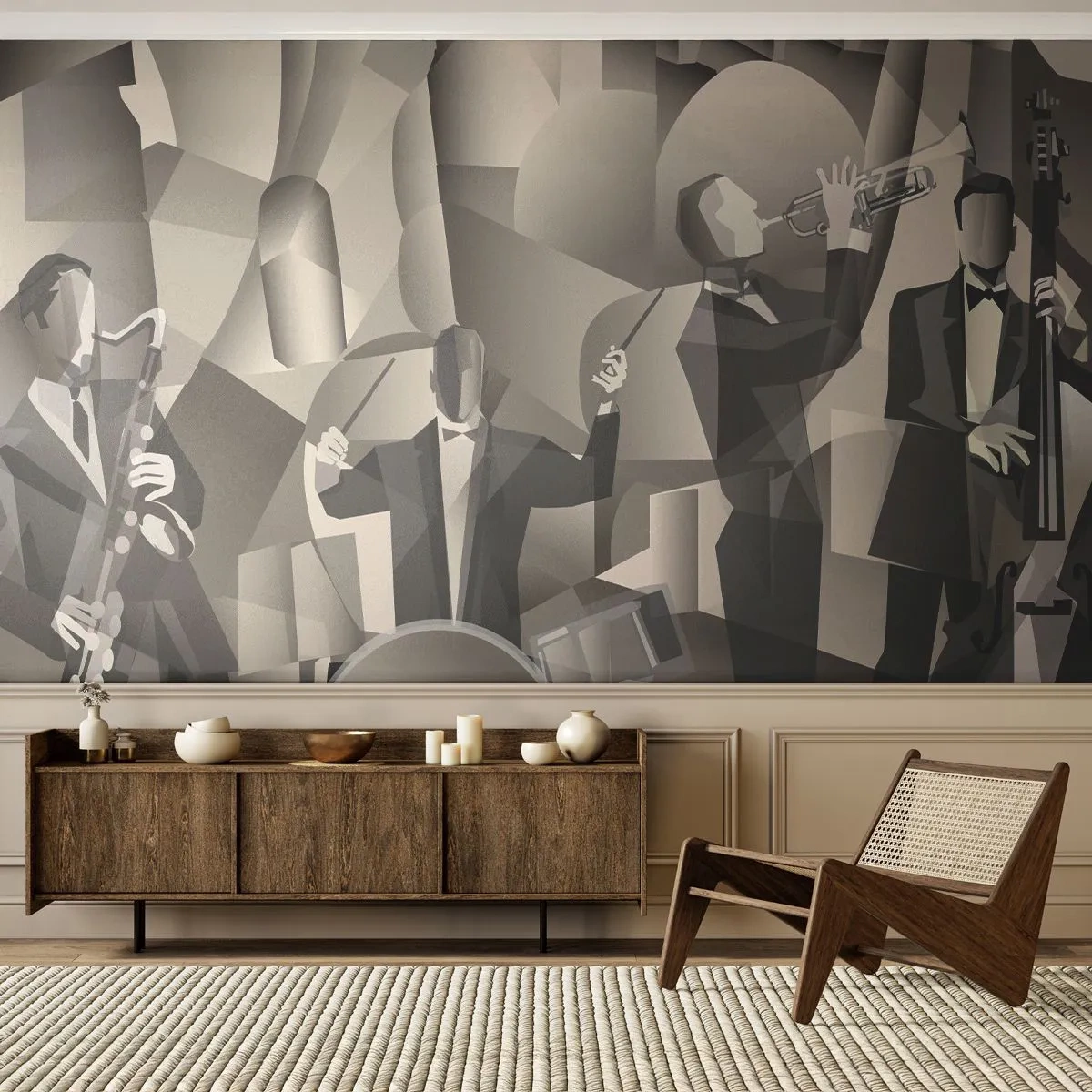 Fototapeta Premium Canvas - V priestore zvukov - Abstrakcia, kapela, Jazz - 300x210 cm