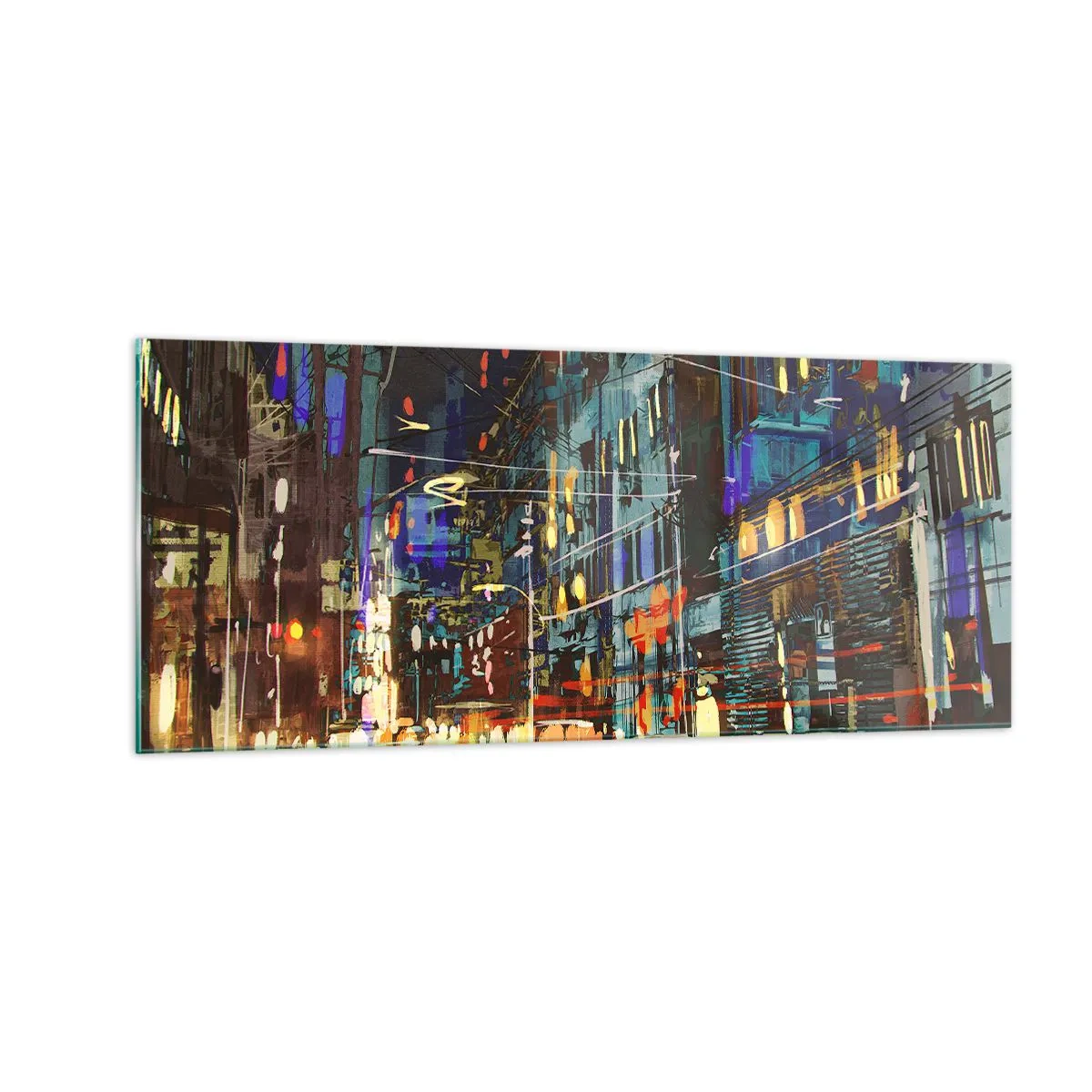 Obraz na skle - Večerný pouličný ruch - 100x40 cm