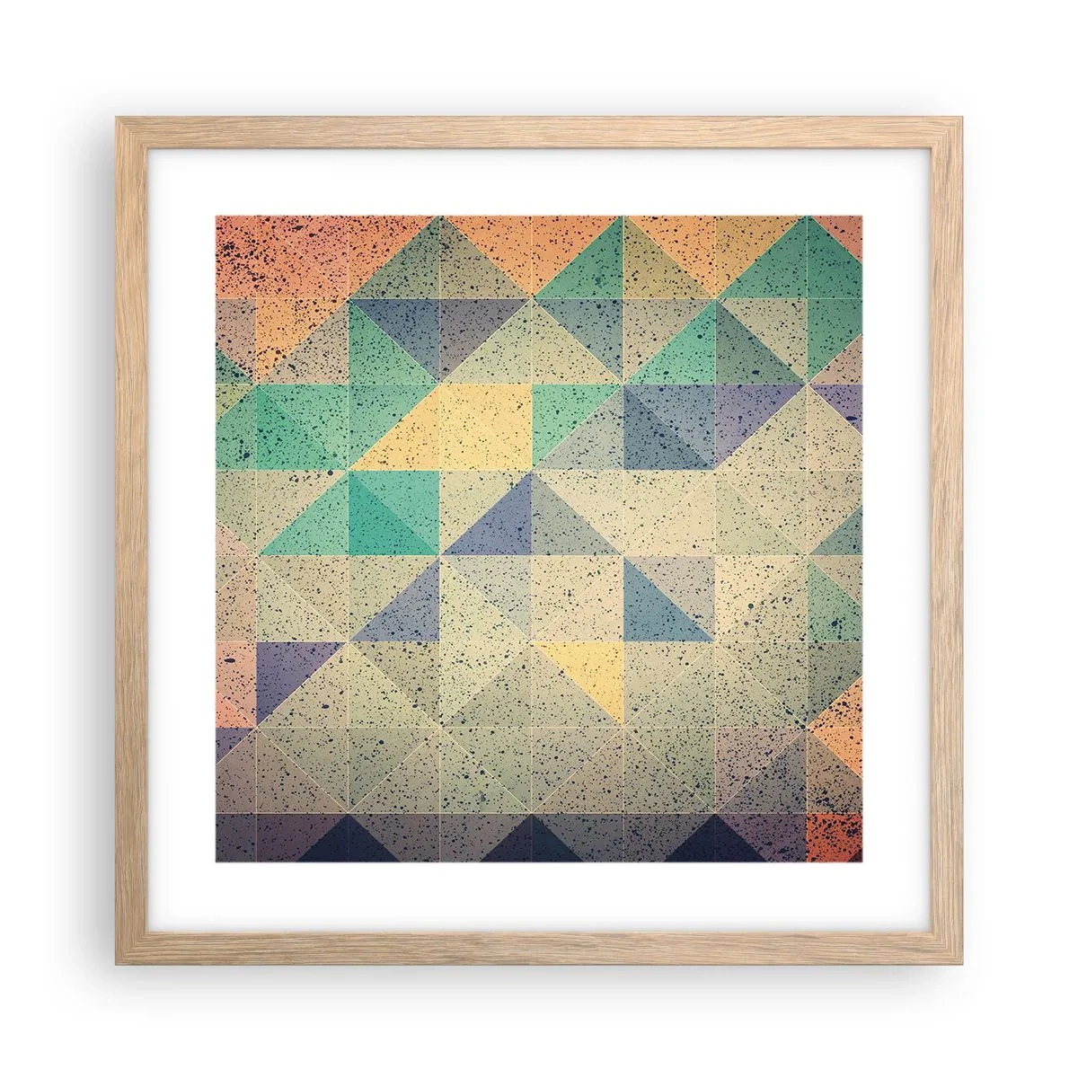 Plagát v ráme zo svetlého duba - Republika trojuholníkov - 40x40 cm