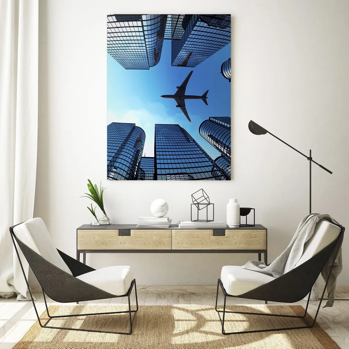 Obraz na skle - Pohľad zo sklenenej rokliny - 50x70 cm