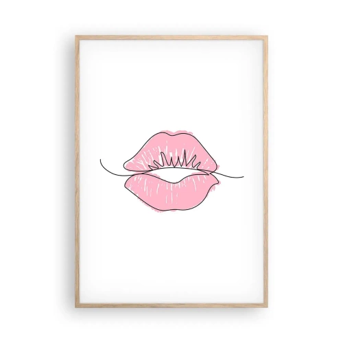 Plagát v ráme zo svetlého duba - Si pripravený na bozk? - 70x100 cm