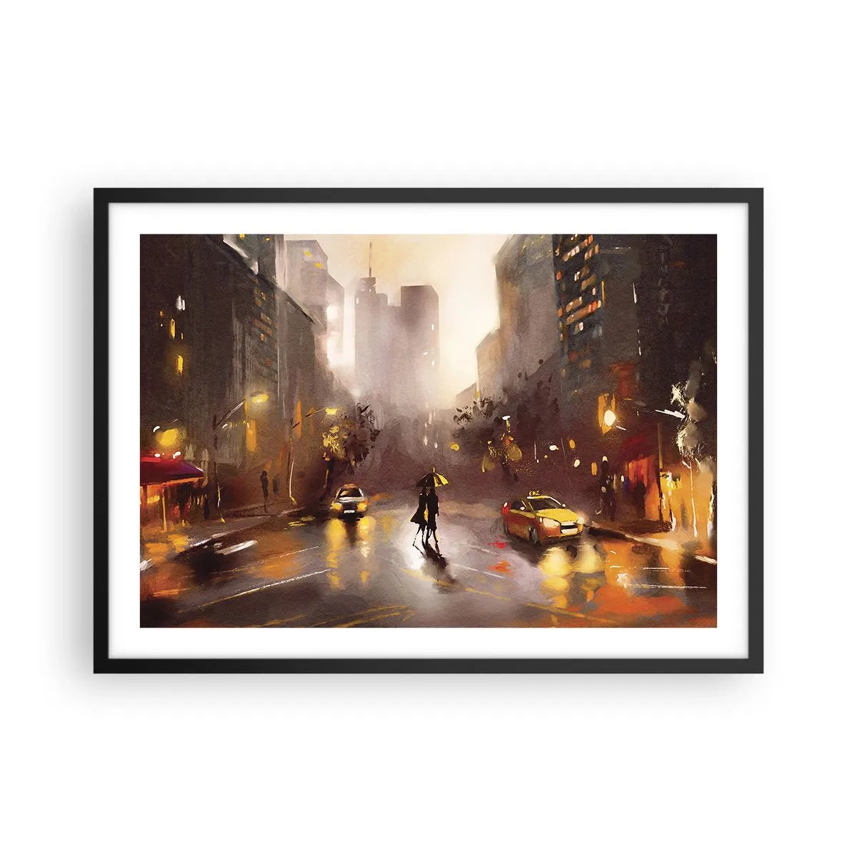 Plagát v čiernom ráme - Vo svetlách New Yorku - 70x50 cm
