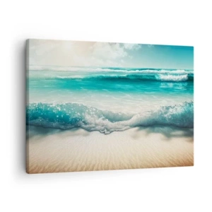 Obraz na plátne - Oceánske vlny na svetlej piesočnatej pláži - 70x50cm - Kľud oceánu - Moderná nástenná dekorácia do obývacej izby a spálne ARTTOR
