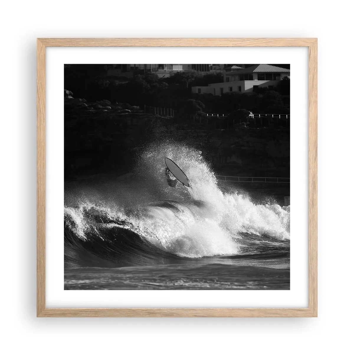 Plagát v ráme zo svetlého duba - Výzva prijatá! - 50x50 cm