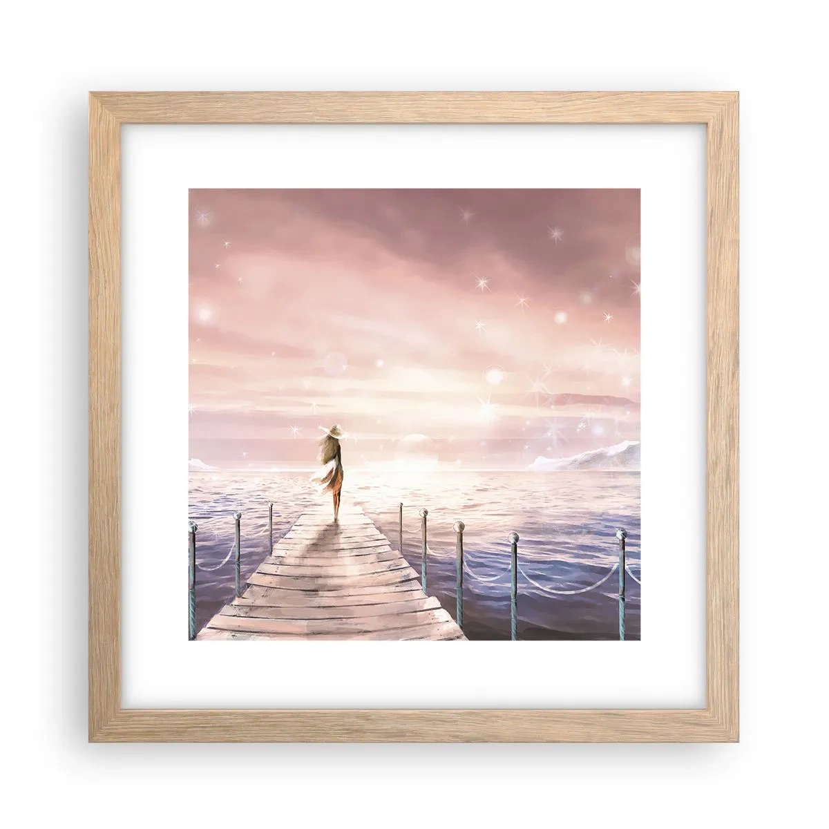 Plagát v ráme zo svetlého duba - Vo svetle sna - 30x30 cm