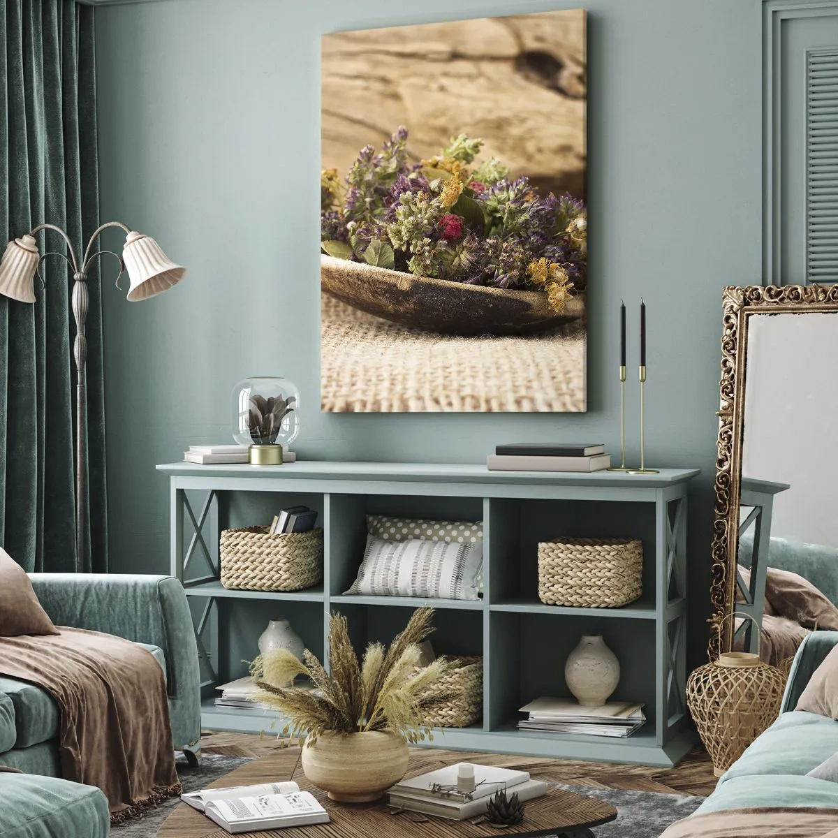 Obraz na plátne - Farebné kvety a voňavé bylinky - 45x80 cm