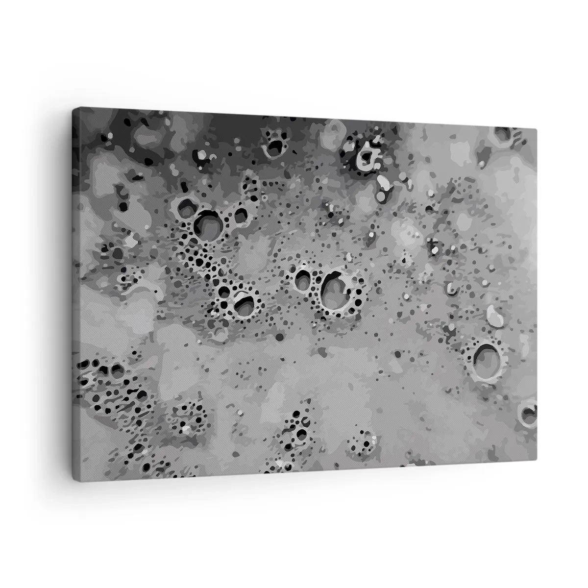 Obraz na plátne - Abstraktný čiernobiely bublinový vzor - 70x50cm - Ako mesačná krajina - Moderná nástenná dekorácia do obývacej izby a spálne ARTTOR