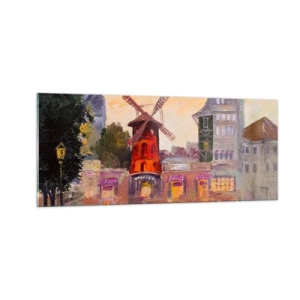 Obraz na skle - Parížske ikony – Moulin Rouge - 100x40 cm