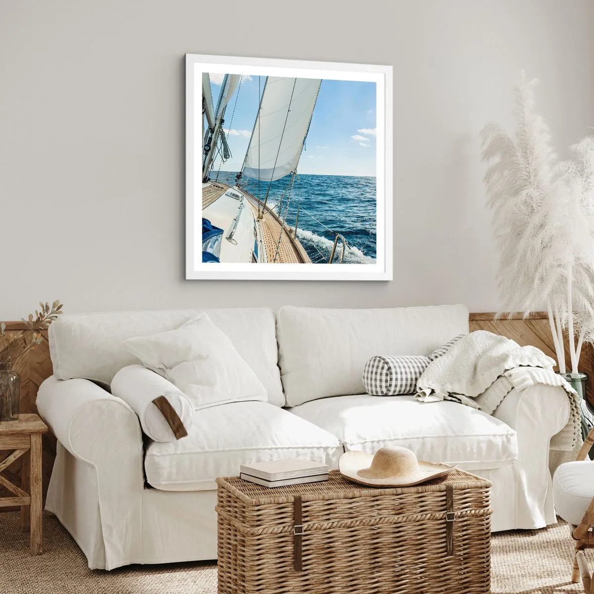 Plagát v bielom ráme - Ahoj, dobrodružstvo - 60x60 cm