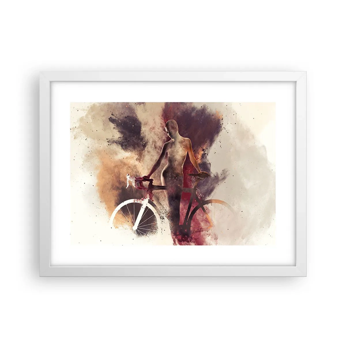 Plagát v bielom ráme - Cyklistická duša v mramorových tvaroch - 40x30 cm
