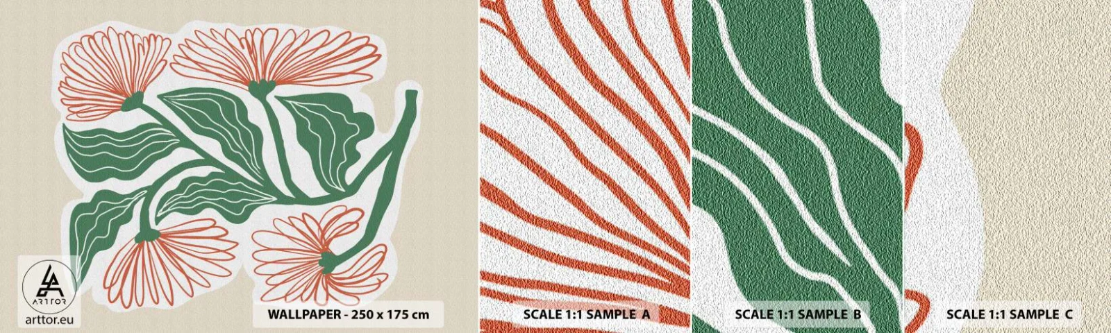 Vzorka Fototapeta Standard Eco - Ľudové aj moderné - Boho, Kvety, Minimalizmus - 100x30 cm