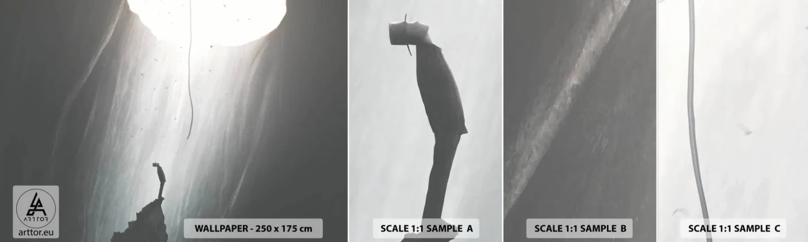 Vzorka samolepiacej fototapety Deluxe Sticker - Vždy máte na výber - Jaskyňa, Muž, Lezenie - 100x30 cm