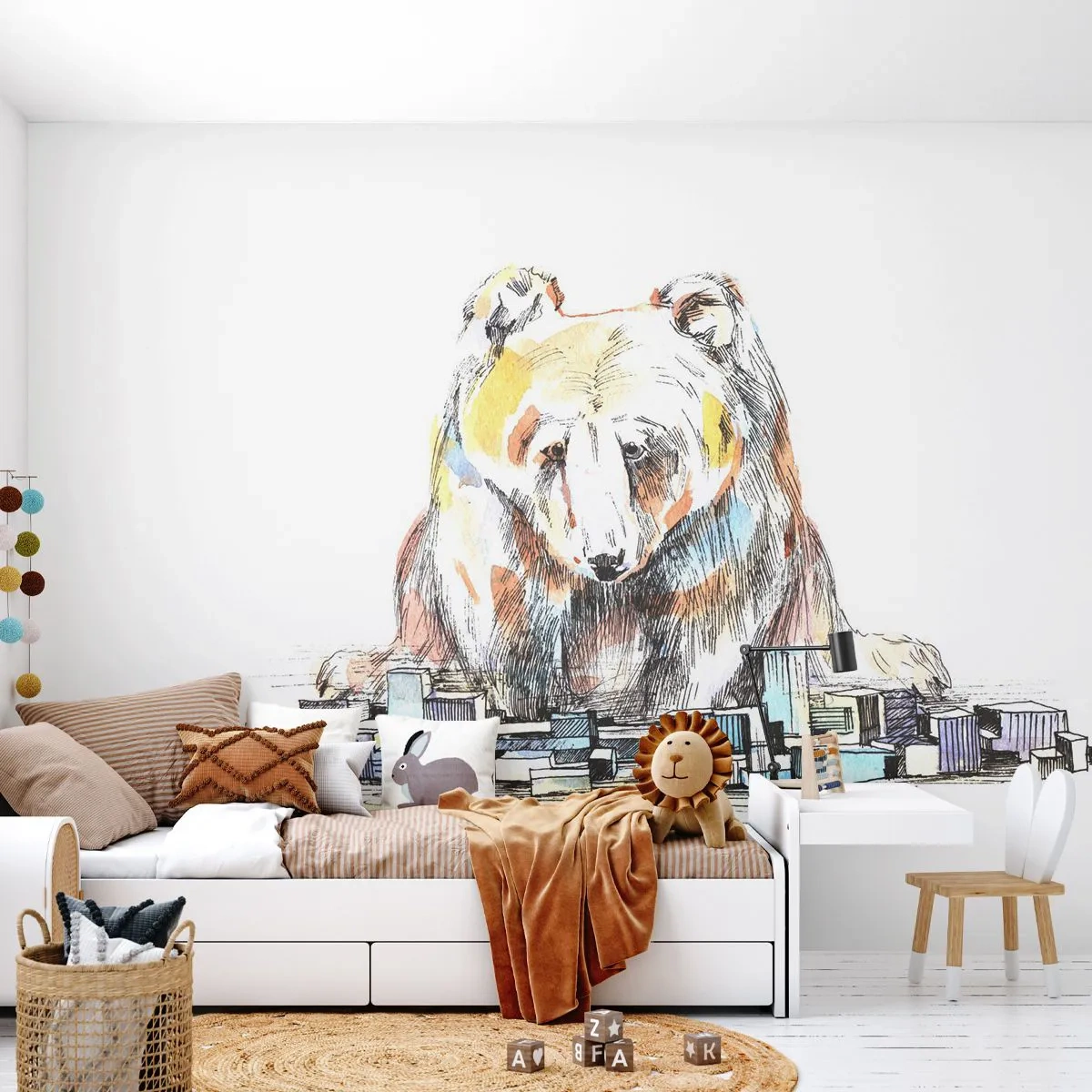 Fototapeta Premium Canvas - Ako sa dá takto žiť? - Zvieratá, Medveď, Grafika - 400x280 cm