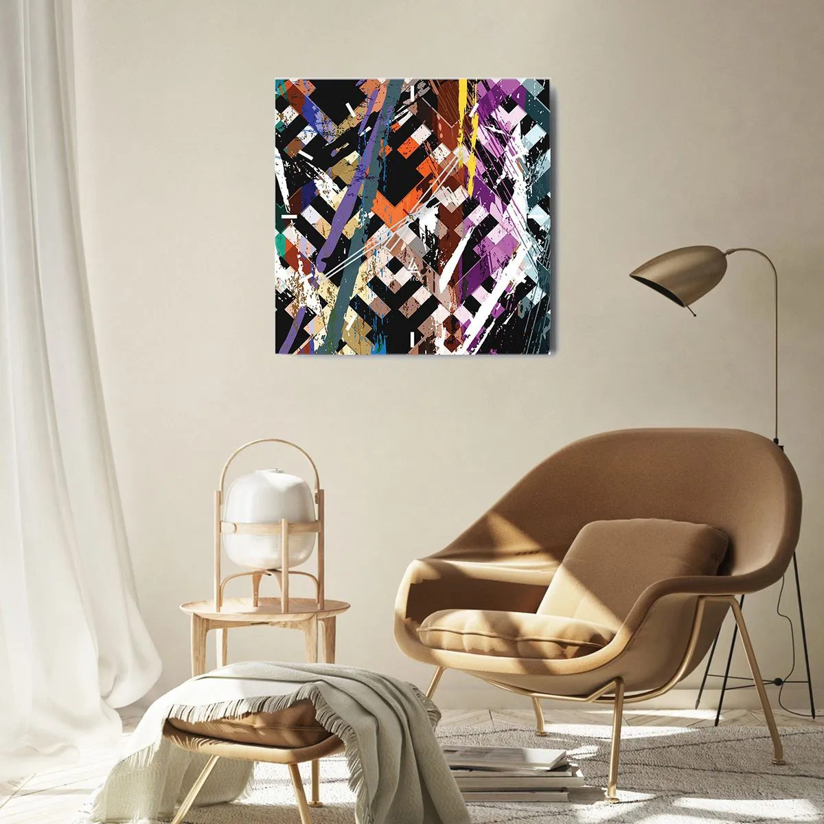 Nástenné hodiny - Umocnené na druhú - 40x40 cm