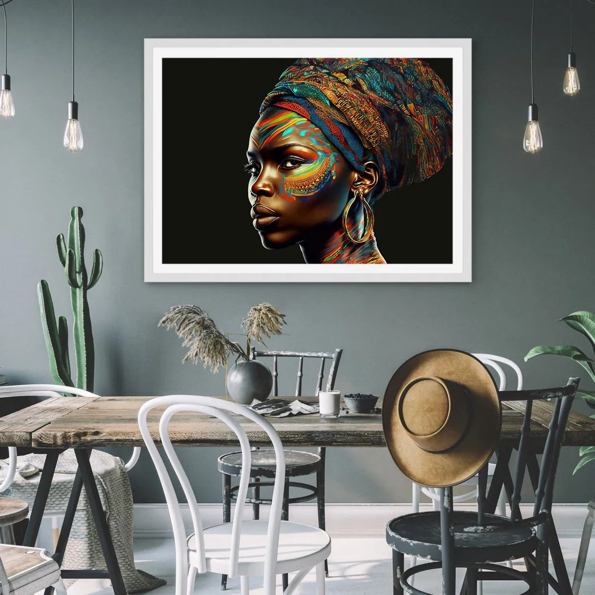 Plagát v bielom ráme - Africká kráľovná - 40x30 cm