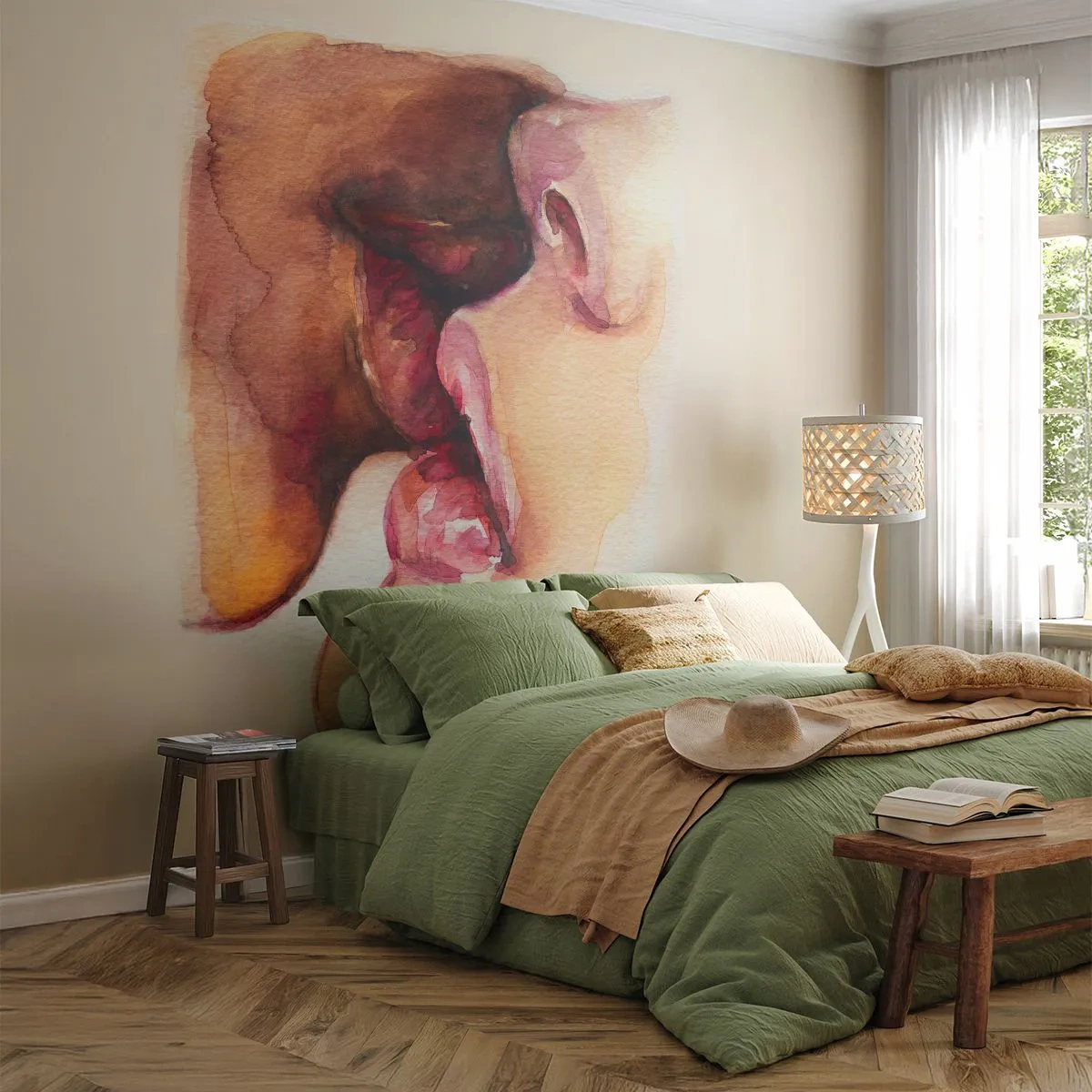 Fototapeta Premium Canvas - Ako noc a deň, zem a nebo - Abstrakcia, Bozk, Zamilovaný pár - 250x175 cm