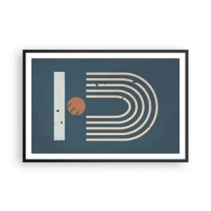 Plagát v čiernom ráme - Geometria v námorníckej modrej - 91x61 cm