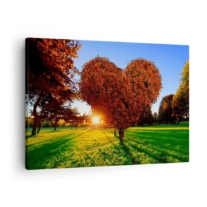 Obraz na plátne - Strom v tvare srdca v jesennej scenérii - 70x50cm - Ako nemilovať jeseň - Moderná nástenná dekorácia do obývacej izby a spálne ARTTOR
