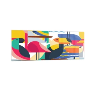 Obraz na skle - Vtáčia párty - 140x50 cm