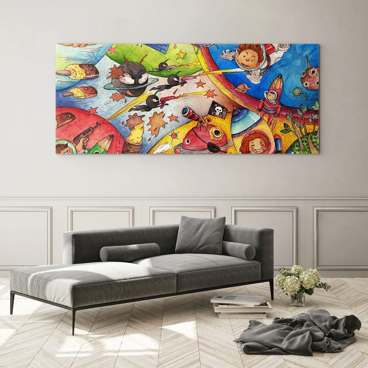 Obraz na skle - Veľké vesmírne dobrodružstvo - 160x50 cm