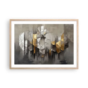 Plagát v ráme zo svetlého duba - Kompozícia z ľadu a svetla - 70x50 cm