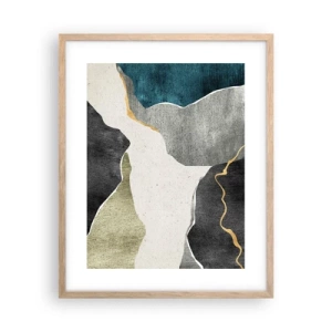 Plagát v ráme zo svetlého duba - Mozaiková kompozícia so zlatou niťou - 40x50 cm