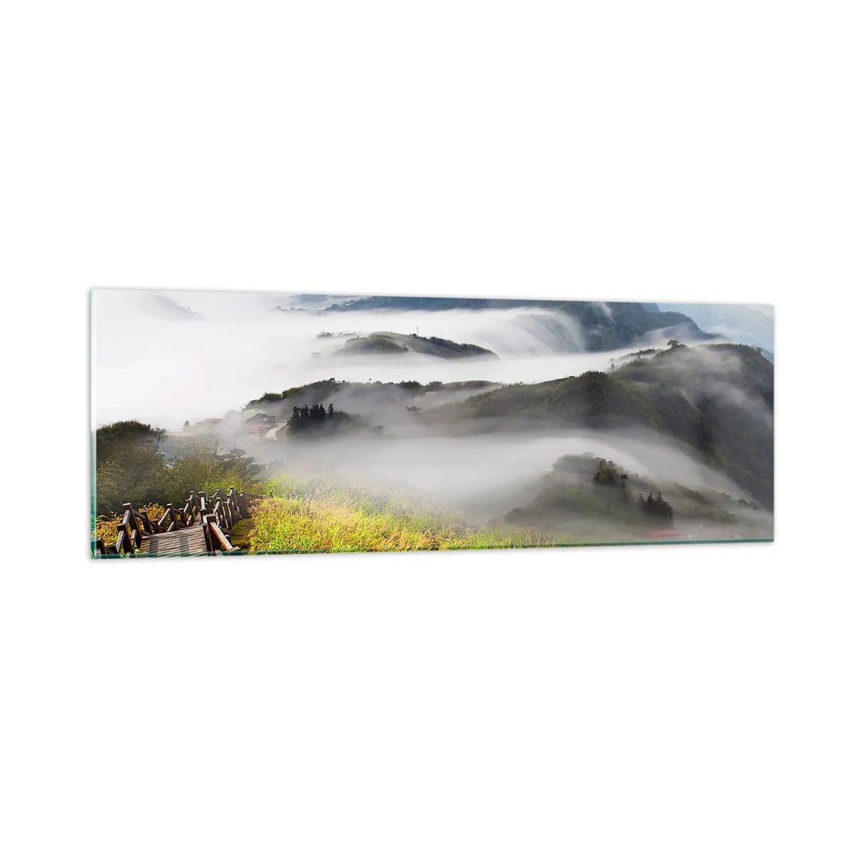Obraz na skle - Utkané zo žiary a hmly - 90x30 cm