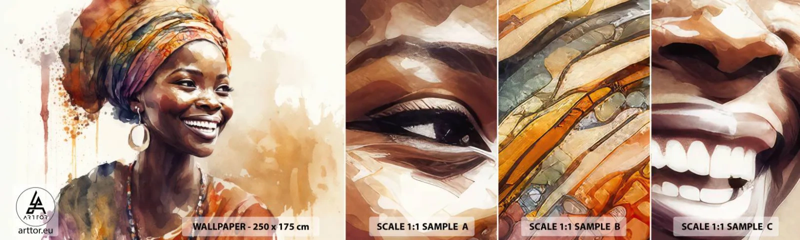 Vzorka Fototapeta Standard Eco - Africká kráľovná - Žena, africký Američan, Portrét - 100x30 cm