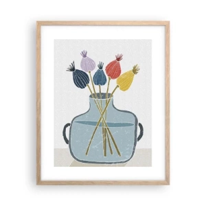 Plagát v ráme zo svetlého duba - Makové kvety - 40x50 cm