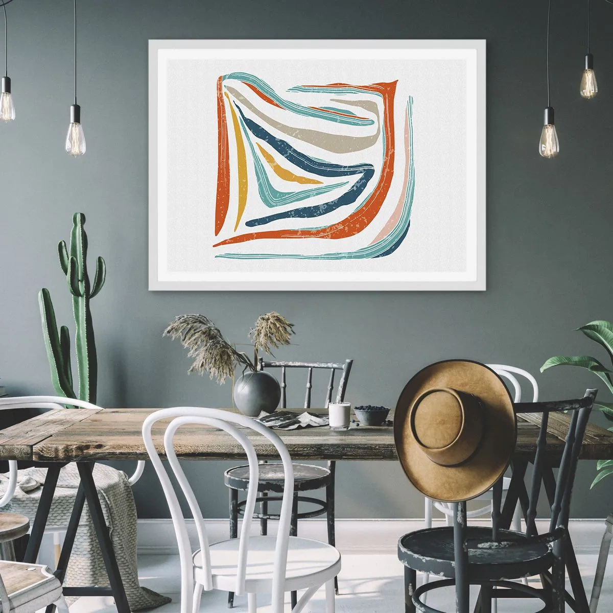 Plagát v bielom ráme - Priateľsky usmievavá abstrakcia - 91x61 cm