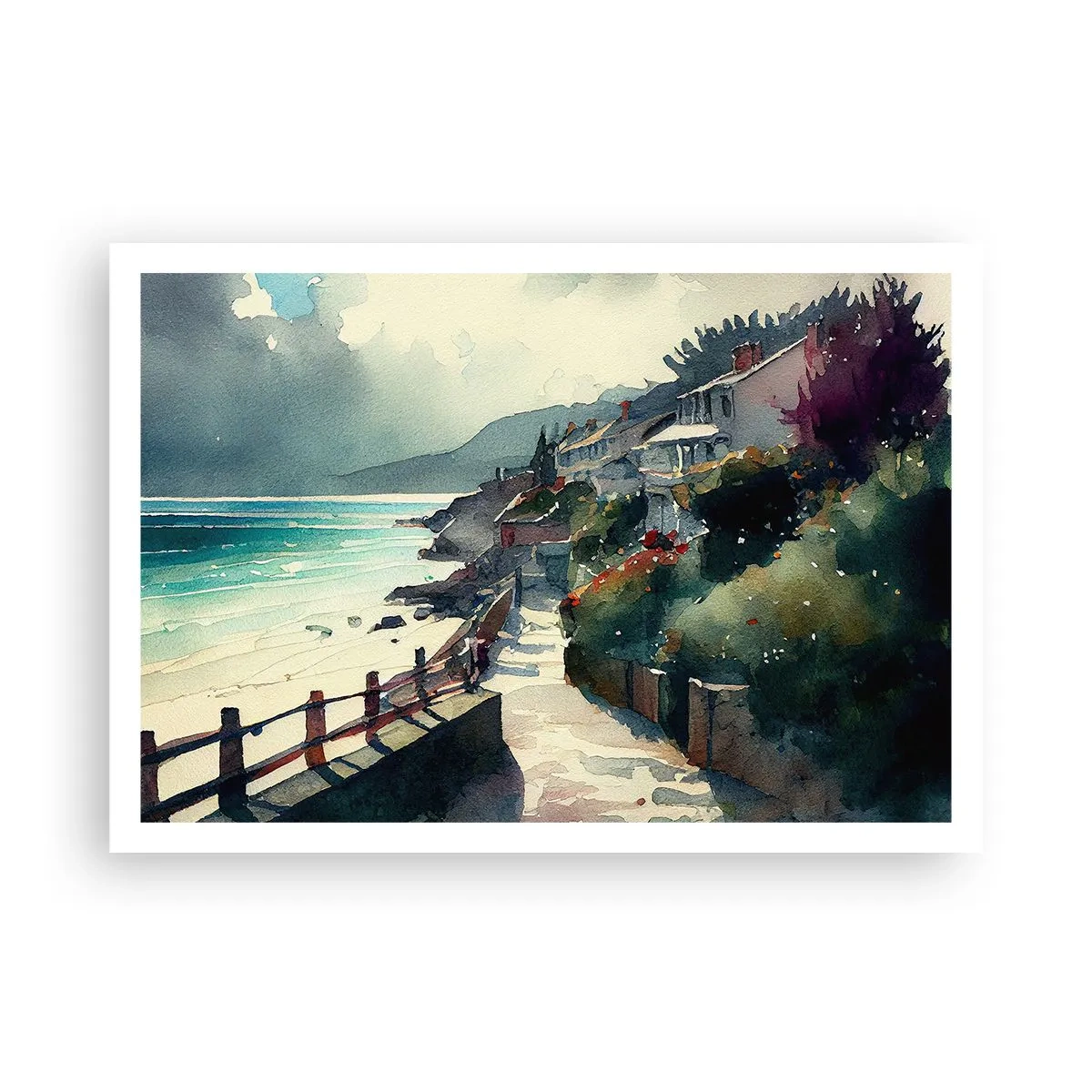 Plagát - Stredomorské mestečko - 100x70 cm