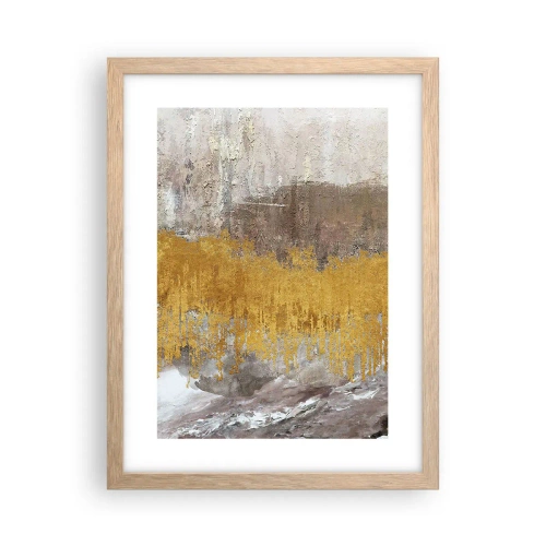 Plagát v ráme zo svetlého duba - Zlatistý závan - 30x40 cm
