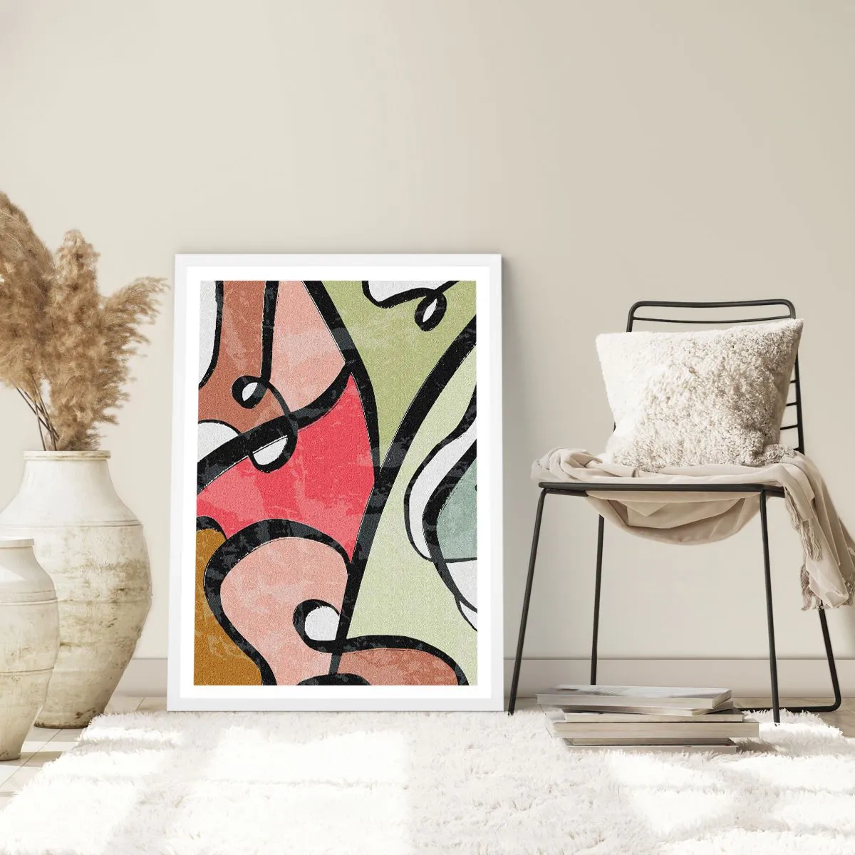 Plagát v bielom ráme - Piruety uprostred farieb - 70x100 cm