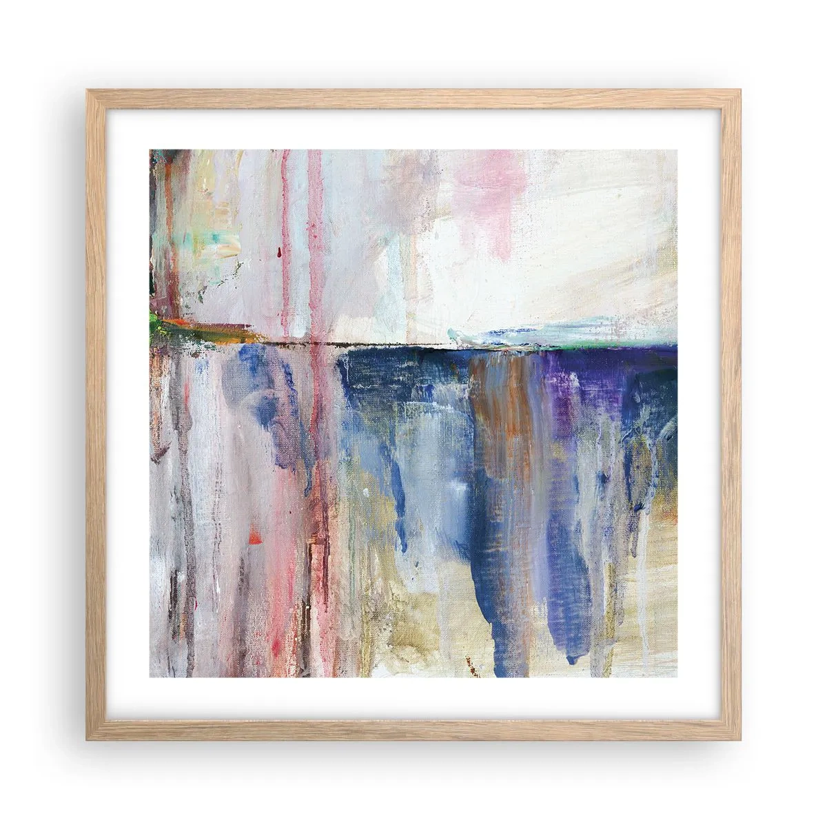 Plagát v ráme zo svetlého duba - Farebné dojmy a asociácie - 50x50 cm